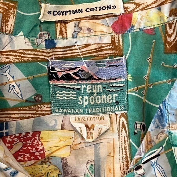 Reyn Spooner short sleeve‎ shirt Mens size medium blue fishing marlin deep sea - Picture 5 of 5